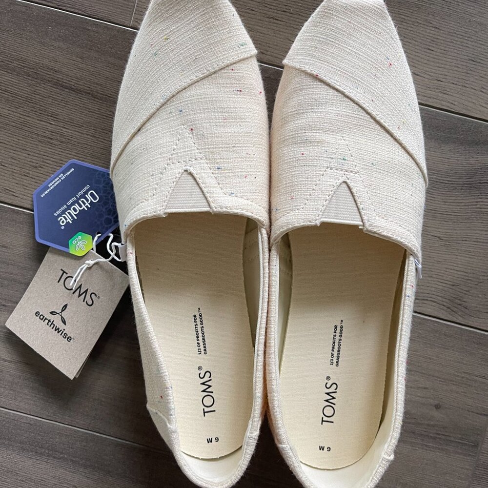 NWT: TOMS Women's Alpargata Speckled Recycled Cotton Loafer Flat, Size 9M